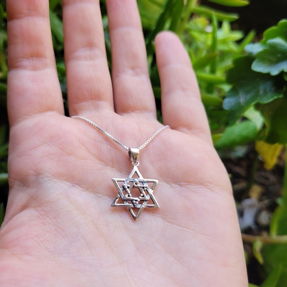 New Solid 925 Sterling Silver Star of David Necklace - Picture 4 of 11